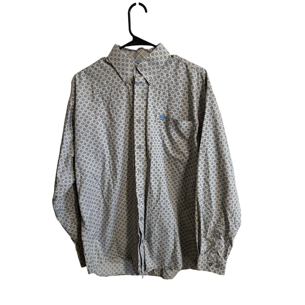 CINCH Men's Button Down Western Long Sleeve Shirt Gray & Blue - Medium